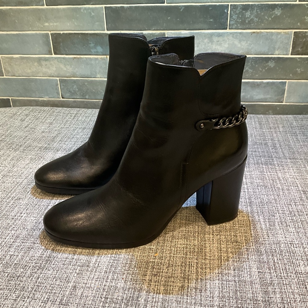 Barney's New York Smooth Black Leather Ankle Boots